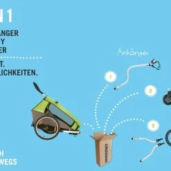Croozer Kid For 2 Ab 2016 Mit Buggy- Und Joggerset Zweisitzer Meadow Green *** -Zemo Geschäft 3in1