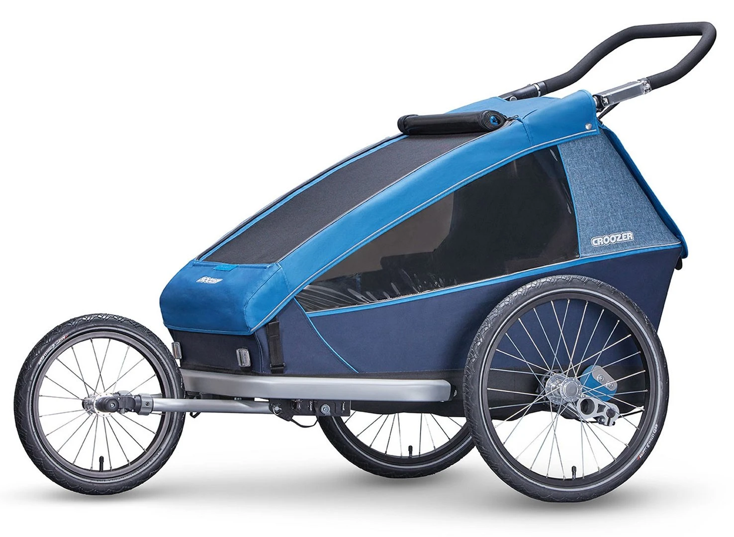 Croozer Kid Plus For 2 Ab 2018 Gefedert Mit Licht, Fahrrad-, Buggy- Und Jogging-Option Ocean-blue â Bild 3