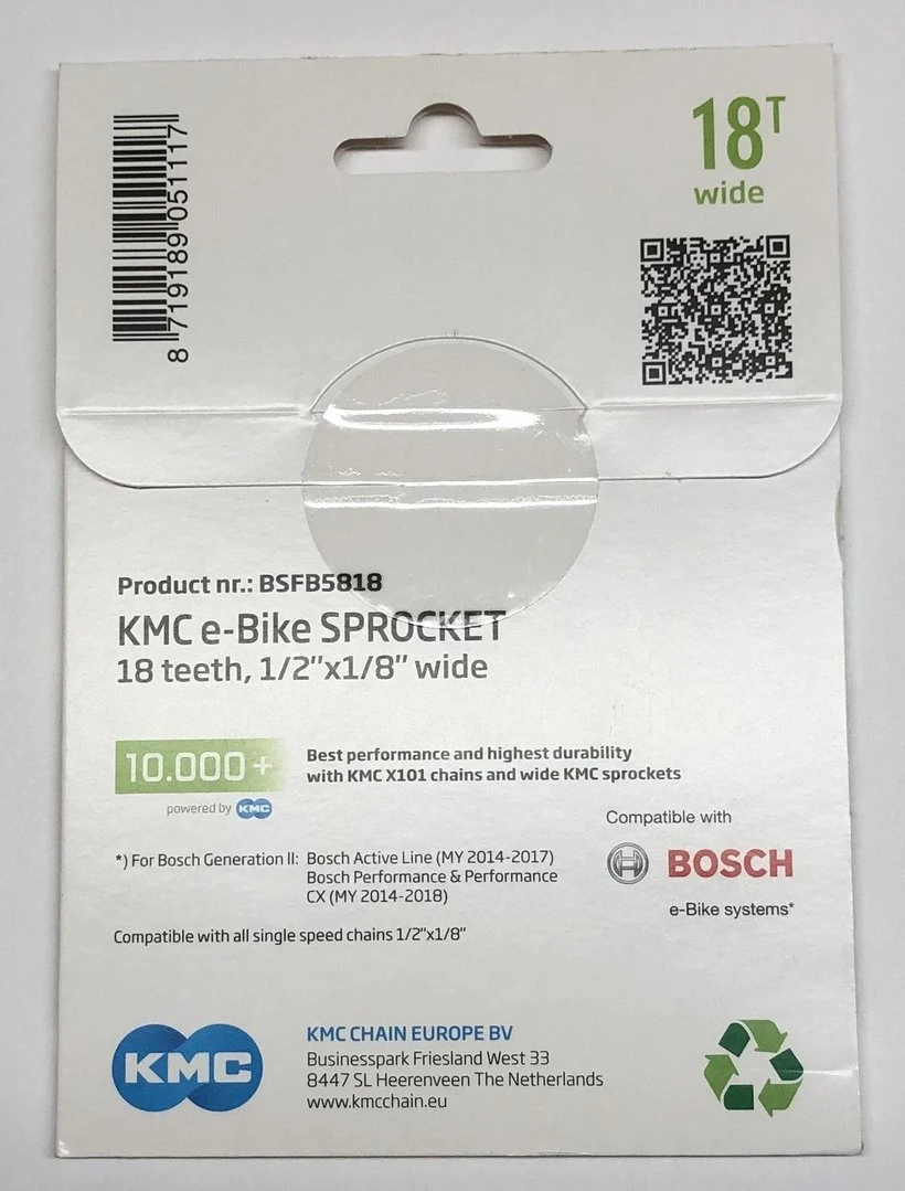 KMC Kettenrad Für Modelle 2. Generation Ab 2014 18 Zähne 1/8 Zoll Schwarz 10.000km+ – Bild 2