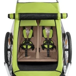 Croozer Kid For 2 Ab 2016 Mit Buggy- Und Joggerset Zweisitzer Meadow Green *** -Zemo Geschäft mit Babysitz